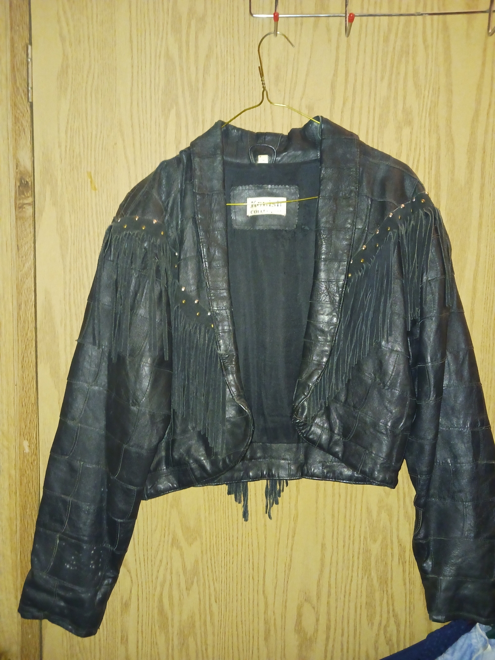 Wilsons Leather Black Cropped Fringe Bomber Jacket